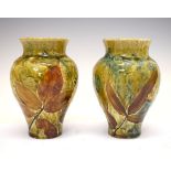 Pair of Doulton Lambeth stoneware vases, 14cm high Condition: Chips and abrasions to rim of one