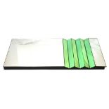 Modern Design - Italian Cristal Art wall mirror with clear and green glazed panels, 56cm x 102cm