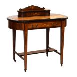 Edwardian marquetry inlaid writing desk, 91cm x 48cm x 85cm Condition: Scuffs, scratches and