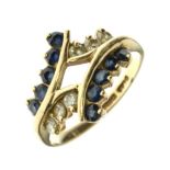 9ct gold dress ring set white and blue stones, size M, 3g gross approx Condition: **Due to current