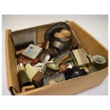 Assorted miscellanea to include spirit flask, copper spectacles case, pen knives, etc Condition: