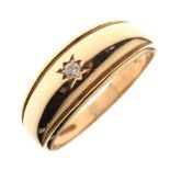 Gentleman's 9ct gold dress ring, gypsy-set single diamond, size V, 4.3g gross approx Condition: **