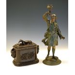 Late 19th Century spelter figural candlestick modelled as a Turk, 37cm high, together with a 19th