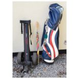 Quantity of Wilson golf clubs, woods and bag Condition: Some scratches present to the clubs, and