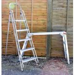 Aluminium stepladder, together with an aluminium trestle/bench ladder (2) Condition: **Due to