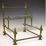 Late 19th/early 20th Century gilt metal and glass two-tier shop counter display stand, 42cm x 43cm x