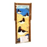 Hardwood seaside deckchair with canvas print by Jenny Price 'Oyster Catchers' issued by The Clevedon