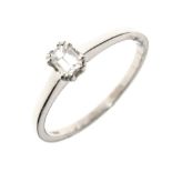 Platinum, solitaire diamond ring, the baguette cut stone approximately 4mm x 2.9mm, size N, 2.9g