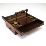 19th Century rosewood desk box, with carrying handle, 9.5cm x 22.5cm x 14.5cm excluding handle