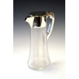Late 19th Century silver plate mounted and ribbed glass claret jug, 26cm high Condition: Some