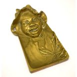 Small brass or bronze pin dish depicting an African American cotton picker, 17cm Condition: **Due to