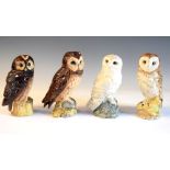 Royal Doulton for Whyte & Mackay - Four decanters modelled as owls, 17cm high and smaller Condition:
