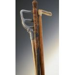 Carved walking stick, together with bone handled walking stick and a shooting stick Condition:
