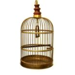 Brass bird cage of domed topped circular design, 53cm high excluding suspension loop Condition: