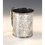 Victorian silver Christening mug with engraved decoration, Sheffield 1876, 8.5cm high, 155g approx