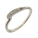 9ct white gold and six stone diamond dress ring of curved design, size S, 2.1g gross approx