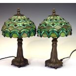 Two modern Tiffany-style table lamps, 36cm high Condition: Not guaranteed as working, sold as seen -
