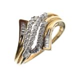 9ct gold and diamond dress ring, size S, 3.6g gross approx Condition: **Due to current lockdown