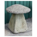 Modern composition stone effect staddle stone, 65cm high x 56cm wide Condition: **Due to current