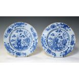 Pair of 18th Century Delftware plates with chinoiserie decoration,, 22cm diameter Condition: One pla