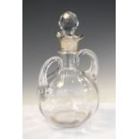 Victorian glass carafe with double lip silver mount, London 1898, sponsors mark of John Grinsell &