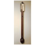 Late 19th Century mahogany stick barometer by Frederick J. Cox, London, 88cm high Condition: Ivory