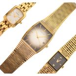 Three assorted wristwatches - Accurist - Gold-plated example with shaded tonneau dial and date at