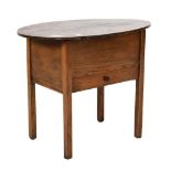 1920's period oak oval topped lady's worktable, 57cm wide Condition: **Due to current lockdown