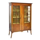 Early 20th Century inlaid mahogany display cabinet, 115cm x 39cm x 167cm high Condition: Some fading