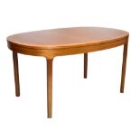 Late 20th Century teak dining table, single leaf, 154cm x 207cm Condition: Some scuffs, scratches