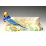 Clarice Cliff budgerigar decorated planter printed marks to base, 26cm long Condition: **Due to