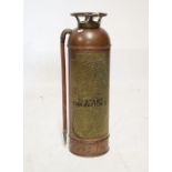 Vintage 'Accurate' copper patented fire extinguisher, 61cm high Condition: Signs of oxidisation in