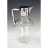 Victorian silver mounted glass claret jug with hinged lid, Sheffield 1892, 20cm high Condition: Some