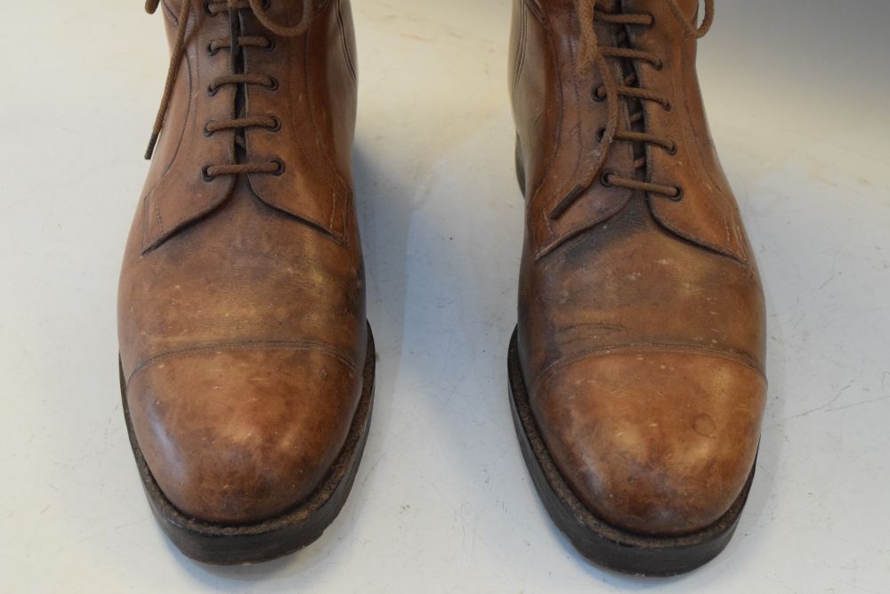 Pair of vintage brown leather riding boots with trees Condition: Scratches and wear to the - Image 5 of 10