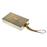 Simulated shagreen compact, 11cm approx with strap Condition: Light scratches present in places,