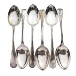 Set of six Victorian silver Old English pattern dessert spoons, Sheffield 1896, 295g approx