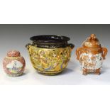 Early 20th Century Japanese lidded koro, a late Satsuma jardinière, together with a 20th Chinese