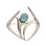 David Andersen, Norway - 'Troll Series' brooch, designed by Harry Sorby, set with Amazonite