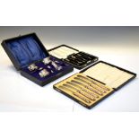 Cased set of six Elizabeth II silver teaspoons, Birmingham 1961, cased set of George V silver