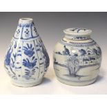 Chinese blue and white covered ginger jar, together with a reduced Chinese under glaze blue