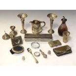 Quantity of silver and silver mounted items to include; Victorian silver lidded glass pin box,