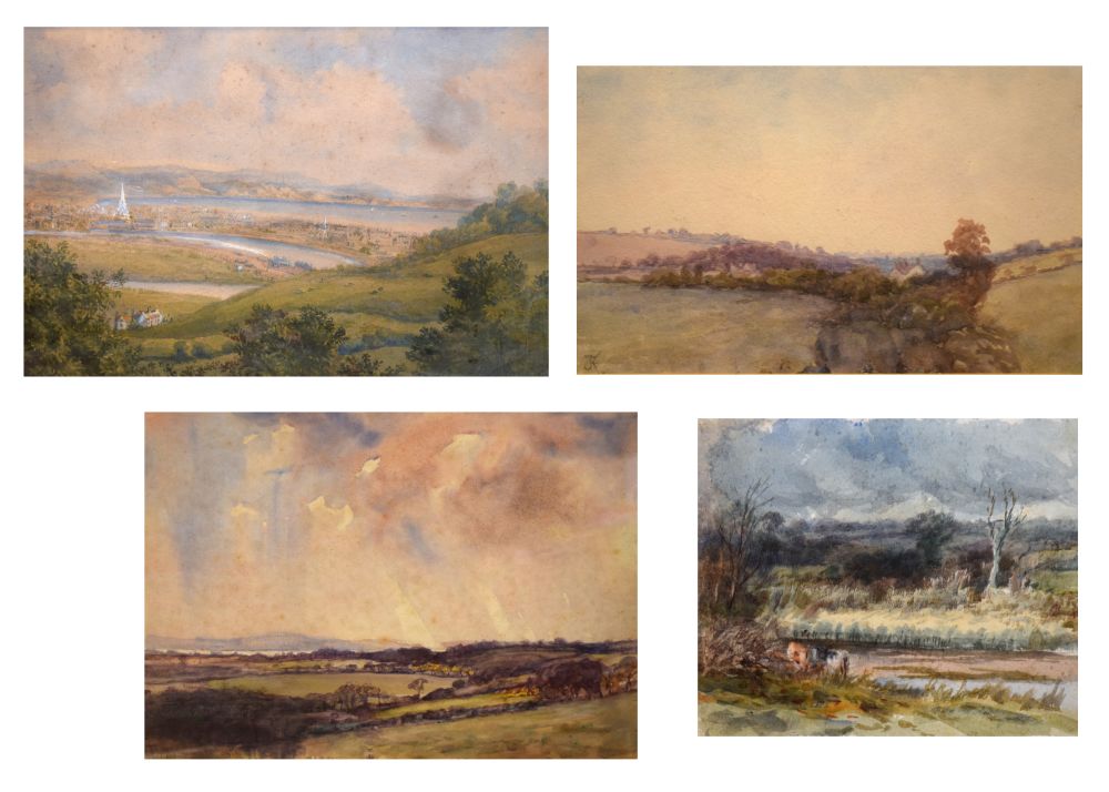 Frederick James Kerr - Three landscape watercolours including one titled 'Severn Estuary',