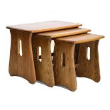 Ercol Golden Dawn nest of three tables, largest measuring 45cm high x 63cm wide Condition: Light