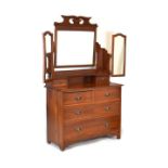 Edwardian walnut dressing table, together with rouge marble top wash stand, 120cm x 50cm x 180cm