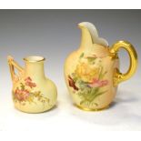 Royal Worcester - Two ivory blush miniature jugs, 14.5cm high and smaller Condition: Possible