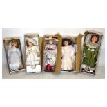 Four Alberon collectors bisque head dolls, to include Lady Helena, 1994 Doll of the Year, Colette