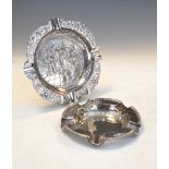 George VI silver ashtray, Sheffield 1945, 14.5cm diameter, 110g approx, together with a silver