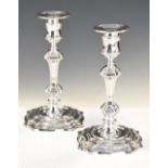 Pair of Elizabeth II silver candlesticks in the 18th Century manner, Sheffield 1978, 19cm high,