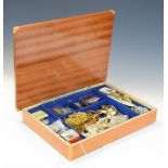 Quantity of costume jewellery etc in an Italian modern marquetry musical box to include necklaces,