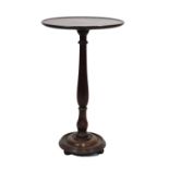 Mahogany wine table, 75cm high x 45cm diameter Condition: Most likely to have converted from a